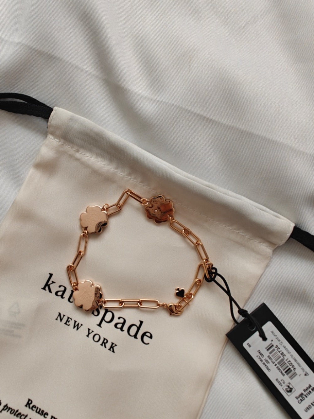 NWT Kate Spade Spades & Studs Chain Link Bracelet Rose Gold KE978 $129 - Picture 6 of 7